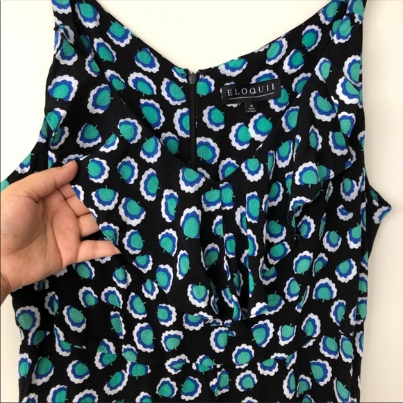 Eloquii skater fit flare ruffle strap print dress - Picture 6 of 7